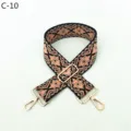 Ethnic style jacquard replacement bag strap with adjustable buckle and gold hardware. - Gold / C-10 Blue Base Pink Floral