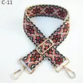 Ethnic woven bag strap adjustable jacquard shoulder crossbody replacement bag strap - Gold / C-11 Beige Black Floral