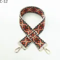 Ethnic style woven replacement bag strap with adjustable metal buckles and snap hooks. - Gold / C-12 Rice Orchid Floral
