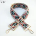 Ethnic style replacement bag strap adjustable jacquard shoulder strap for women bags - Gold / C-13 Beige White Floral