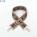 Adjustable ethnic style woven bag strap jacquard replacement strap detail close-up. - Gold / C-14 Brown Edge Beige Floral
