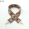 Ethnic style jacquard replacement bag strap with adjustable metal buckles for crossbody bags. - Gold / C-15 Coffee Edge Beige Floral