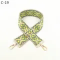 Jacquard woven bag strap detail, green geometric pattern, adjustable crossbody hardware. - Gold / C-19 Yellow Floral