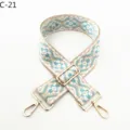 Ethnic style woven bag strap detail, replacement shoulder strap with gold hardware hooks. - Gold / C-21 White Floral