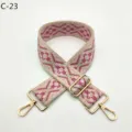 Jacquard woven bag strap detail, ethnic geometric pattern with durable gold tone metal hardware. - Gold / C-23 Pink Floral