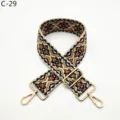 Ethnic jacquard bag strap detail, adjustable woven replacement strap with gold hardware. - Gold / C-29 Blue Base Brown Floral
