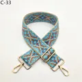 Ethnic woven replacement bag strap with adjustable gold metal hardware for shoulder bags. - Gold / C-33 Lake Blue
