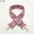 Ethnic style woven replacement bag strap with adjustable gold metal hardware for crossbody bags. - Gold / C-34 Rose Red Floral