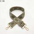 Ethnic style woven bag strap replacement with adjustable gold metal hardware and hooks. - Gold / C-36 Matcha Green
