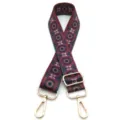 Style Ethnique Sangle de Sac de Remplacement Tissée Colorée avec Boucle Dorée Réglable - Motif Cercle Bordeaux