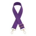Adjustable purple replacement bag strap with premium gold metal hardware, detailed close-up. - Purple