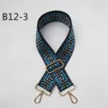 Adjustable wide replacement shoulder strap for women bags ethnic jacquard cross body belt - Style B12-3 / Gold