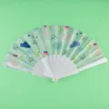 Abanico plegable bonito y duradero con diseño fresco, marco de plástico blanco y tela. - Cisne