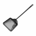 Black aquarium fish net with long handle and square mesh head, ideal for cleaning fish tanks. - No.2 / 56cm