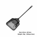 Detailed close-up view of the black plastic aquarium fish net with fine mesh pocket. - No.3 / 43cm
