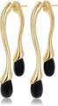 Boucles d'oreilles en laiton plaqué or avec pendentifs gouttes noirs, bijoux rétro chics et épurés. - Style Goutte d'Eau Noire (e2775 Style 8)