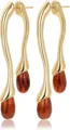 Boucles d'oreilles pendantes en laiton plaqué or avec pendentif ambre pour femmes. - Style Goutte d'Eau Ambre (e2775 Style 4)