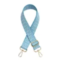 Blue and white chevron adjustable bag strap with gold metal hardware for shoulder bags. - Light Blue S-5