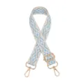 Woven bag replacement strap detail, blue geometric pattern, adjustable gold hardware. - Silver Buckle / Z27 Beige Light Blue