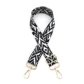 Replacement black and white woven bag strap with gold metal hardware, adjustable for crossbody bags. - Black White Stripe