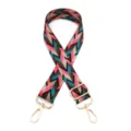 Woven Replacement Bag Strap Adjustable Crossbody Shoulder Strap with Gold Hardware - Black Pink Coffee Stripe