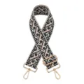 Sangle de sac de rechange en jacquard avec quincaillerie dorée réglable et motif géométrique. - Or / N5