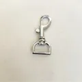 Silver metal swivel snap hook, lobster clasp with D ring for bags, purses and keychains. - Silver