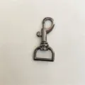 Metal swivel snap hook detail, gunmetal black zinc alloy hardware accessory for bags. - Gunmetal