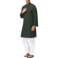 Camicia tunica uomo tinta unita maniche lunghe colletto coreana casual lunga kurta - Taglia S / Grigio scuro