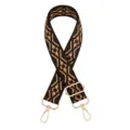 Ethnic woven replacement bag strap, adjustable crossbody strap with gold hardware details. - Silver Buckle / Z19 Coffee