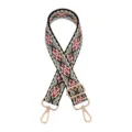 Adjustable woven bag replacement strap detail, ethnic geometric pattern with gold hardware. - Silver Buckle / Z18 Black Gold Silk Red