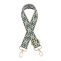 Woven ethnic style bag strap detail, adjustable crossbody replacement strap with gold hardware. - Silver Buckle / Z16 Green