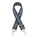 Geometric pattern replacement bag strap detail, adjustable length with metal hardware. - Silver Buckle / Z15 Black Blue
