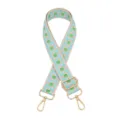 Sangle de sac large de rechange, bandoulière tissée à motif géométrique coloré avec quincaillerie. - Fermoir en Argent / Vert Clair