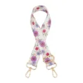 Floral print replacement bag strap detail, adjustable canvas strap with gold metal hooks. - B14 Morning Glory