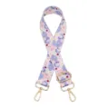 Wide floral bag strap replacement, adjustable crossbody shoulder strap with gold hardware hooks. - B13 Pink Light Blue Floral