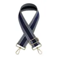 Correa de hombro de lona a rayas anchas con herrajes dorados para bolsos ajustables. - Azul