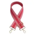 Correa de bolso roja y blanca ancha de repuesto con herrajes dorados para bolsos elegantes. - Rosa intenso