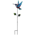 Détail de piquet de jardin colibri en métal, décoration de pelouse extérieure colorée. - Sac à bulles / Bleu