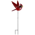 Détail piquet de jardin cardinal rouge en métal, sculpture d'oiseau décorative pour pelouse. - Sac à bulles / Cardinal à Ailes Déployées