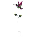Gros plan détaillé du piquet en métal colibri coloré, idéal pour la décoration du jardin. - Sac à bulles / Rose