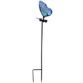 Piquet de jardin papillon en métal et verre pour la décoration extérieure de la pelouse. - Sac à bulles / Papillon Bleu