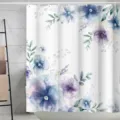 Rideau de douche en polyester impermeable avec motif floral aquarelle pour salle de bains. - 180*180 Seul Rideau de Douche avec Crochets 380g / Image HD (2)