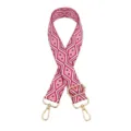 Vista detallada de la correa de repuesto geométrica rosa para bolso con herrajes ajustables - Q-11 rose pink