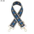 Adjustable replacement bag strap with geometric diamond pattern and gold hardware. - A-32 Khaki Black Royal Blue