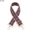 Close-up view of embroidered geometric replacement bag shoulder strap with durable gold hardware. - A-34 Khaki Blue Rose Red
