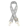 Correa de bolso tejida de repuesto con patrón geométrico de rombos y herrajes dorados. - Q-6 gray blue