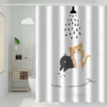 Waterproof bathroom shower curtain with cute cat print, durable fabric for home bath decor. - Width 120 x Height 180 + Telescopic Rod + Water Retaining Strip / Shower Cat Thickened
