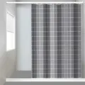 Modern grey grid waterproof shower curtain for bathroom decor main product display view - Thickened Grey Plaid / Shower Curtain (80W x 180H) with Hooks