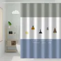 Waterproof shower curtain with stylish pendant light pattern for modern bathroom decor waterproof - Width 120 x Height 180 + Telescopic Rod + Water Retaining Strip / New Chinese Chandelier Thickened